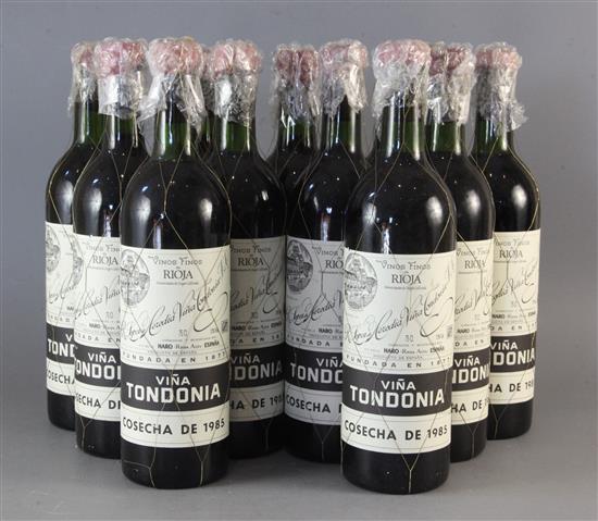 Eleven bottles of Vino Tononia Rioja Cosecha De 1985 (R. Lopez)